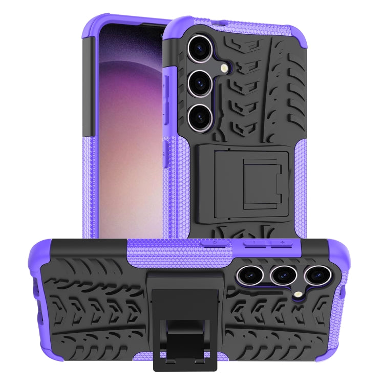 For Samsung Galaxy S24 5G Tire Texture TPU + PC Phone Case with Holder(Purple) - Galaxy S24 5G Cases by buy2fix | Online Shopping UK | buy2fix