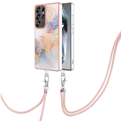 For Samsung Galaxy S25 Ultra 5G Electroplating Pattern IMD TPU Shockproof Case with Neck Lanyard(Milky Way White Marble) - Galaxy S25 Ultra 5G Cases by buy2fix | Online Shopping UK | buy2fix