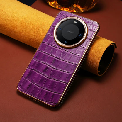 For Huawei Mate 60 Pro / Pro+ Denior Crocodile Texture Genuine Leather Electroplating Phone Case(Purple) - Huawei Cases by Denior | Online Shopping UK | buy2fix