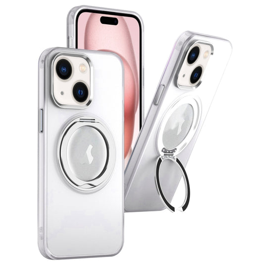 For iPhone 15 MagSafe 360 Rotate Ring Holder PC Phone Case(White) - iPhone 15 Cases by buy2fix | Online Shopping UK | buy2fix