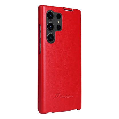 For Samsung Galaxy S24 Ultra 5G Fierre Shann 64 Texture Vertical Flip PU Leather Phone Case(Red) - Galaxy S24 Ultra 5G Cases by FIERRE SHANN | Online Shopping UK | buy2fix