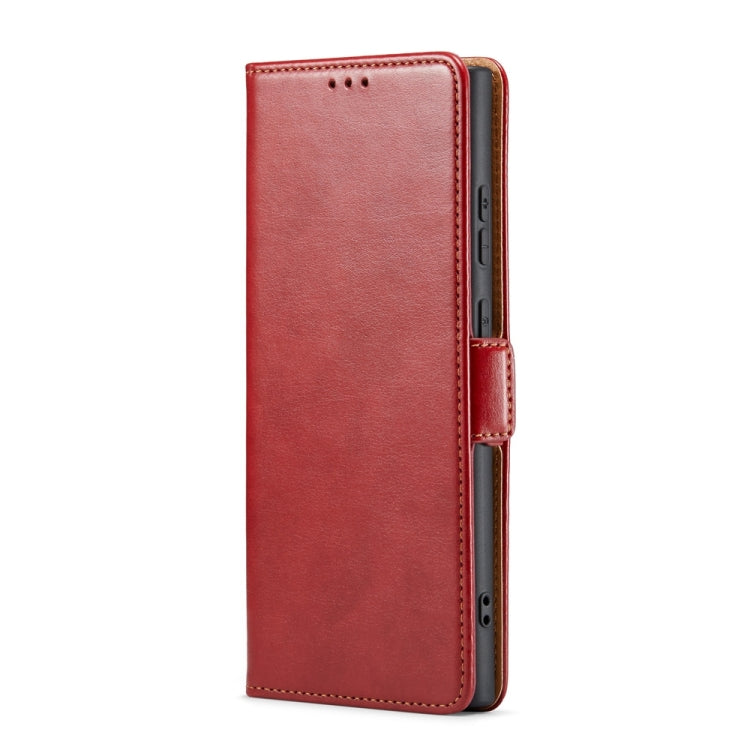 For Samsung Galaxy S24 Ultra 5G Fierre Shann PU Genuine Leather Texture Phone Case(Red) - Galaxy S24 Ultra 5G Cases by FIERRE SHANN | Online Shopping UK | buy2fix