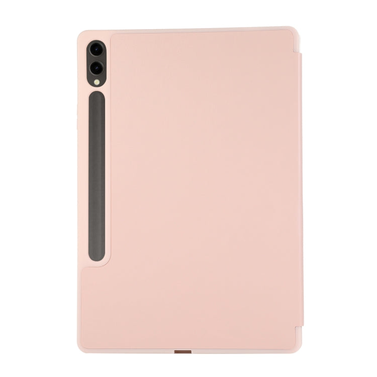 For Samsung Galaxy Tab S9+ 3-Fold Pure Color TPU Leather Tablet Case with Pen Slot(Pink) - Galaxy Tab S9+ Cases by buy2fix | Online Shopping UK | buy2fix