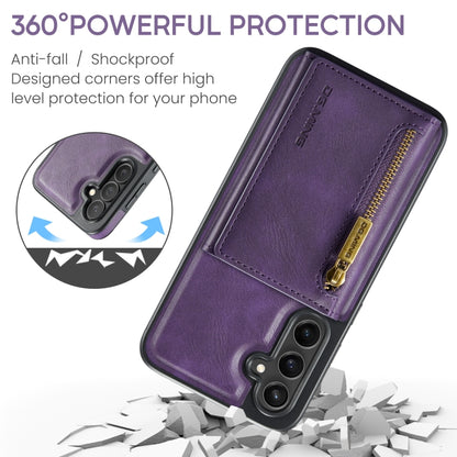 For Samsung Galaxy S24+ 5G DG.MING M5 Series Zip RFID Multi Card Detachable Leather Phone Case(Purple) - Galaxy S24+ 5G Cases by DG.MING | Online Shopping UK | buy2fix