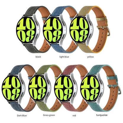 20mm Universal Denim Leather Buckle Watch Band(Grass Green) - 20mm Bands by buy2fix | Online Shopping UK | buy2fix