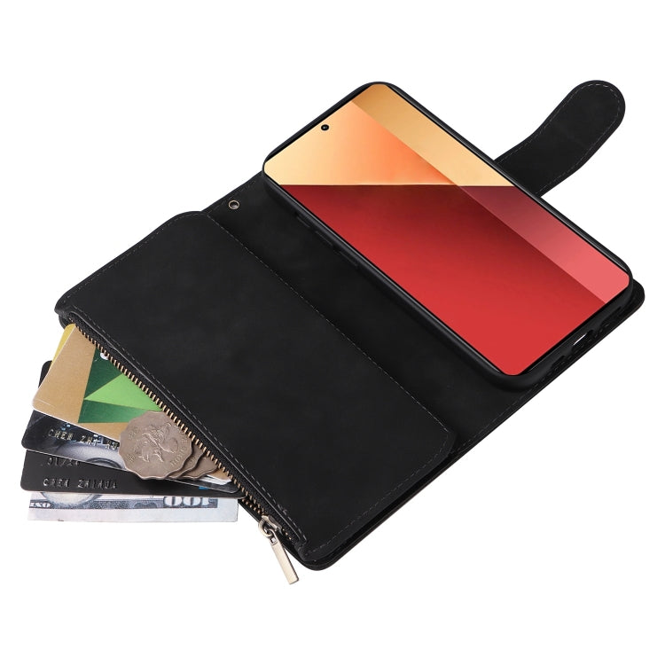 For Xiaomi Redmi Note 13 Pro 4G Multifunctional Frosted Zipper Wallet Leather Phone Case(Black) - Note 13 Pro Cases by buy2fix | Online Shopping UK | buy2fix