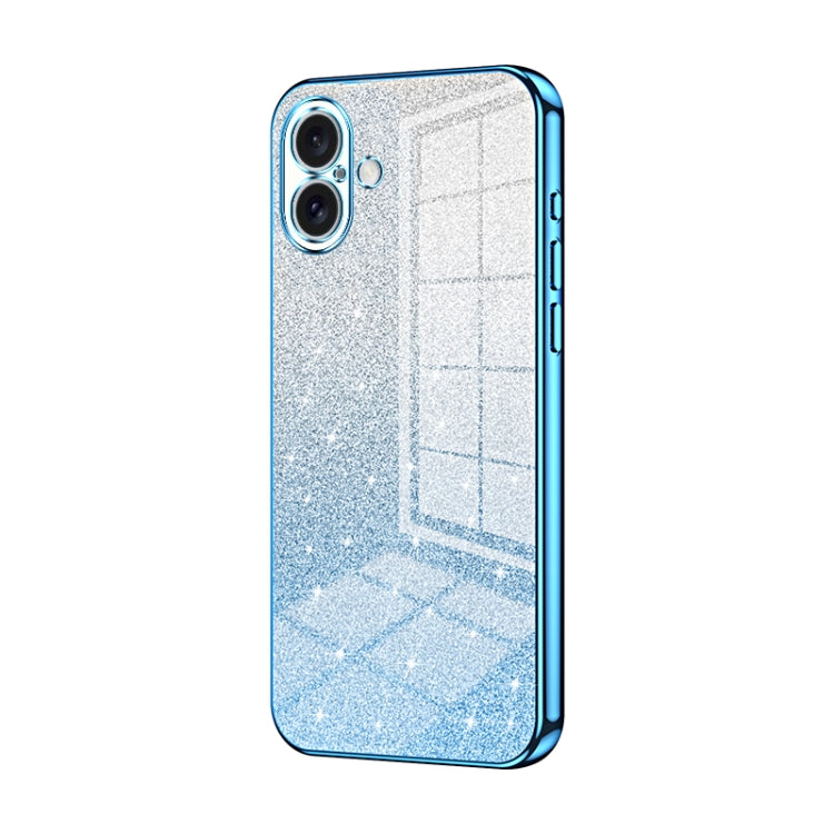 For iPhone 16 Plus Gradient Glitter Powder Electroplated Phone Case(Blue) - iPhone 16 Plus Cases by buy2fix | Online Shopping UK | buy2fix