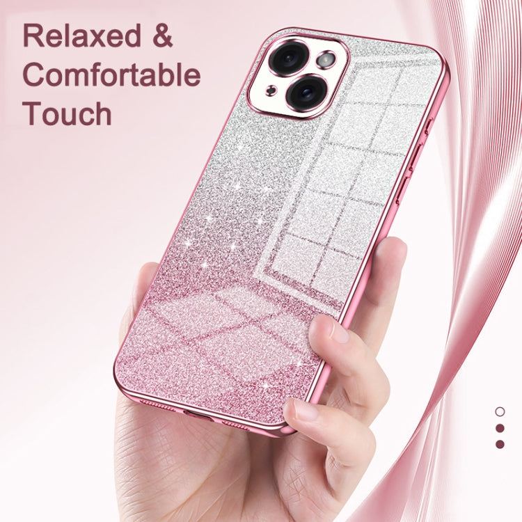 For iPhone 16 Gradient Glitter Powder Electroplated Phone Case(Pink) - iPhone 16 Cases by buy2fix | Online Shopping UK | buy2fix