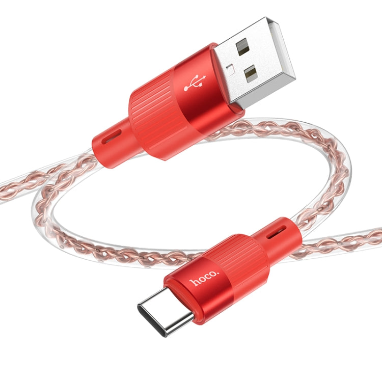 hoco X99 Crystal Junction 3A USB to USB-C / Type-C Silicone Charging Data Cable, Length:1m(Red) - USB-C & Type-C Cable by hoco | Online Shopping UK | buy2fix