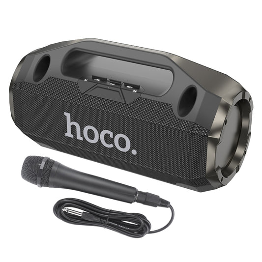 hoco HA3 Drum TWS Bluetooth 5.0 Speaker Support TF Card / AUX, with Wired Microphone(Black) - Desktop Speaker by hoco | Online Shopping UK | buy2fix