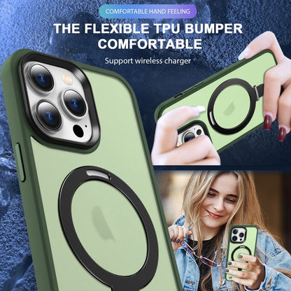 For iPhone 13 Pro Max MagSafe Holder Skin-feel PC Hybrid TPU Phone Case(Green) - iPhone 13 Pro Max Cases by buy2fix | Online Shopping UK | buy2fix