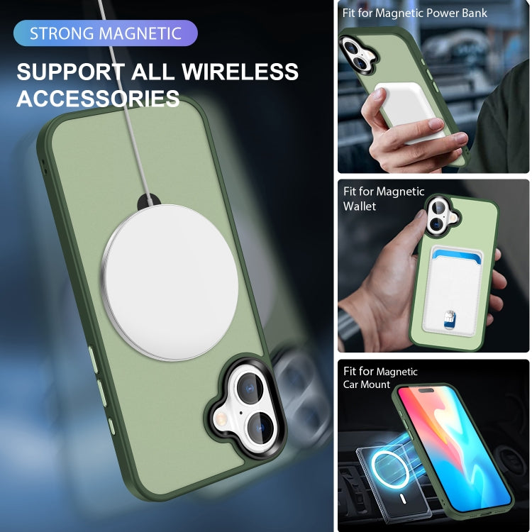 For iPhone 16 Skin-feel MagSafe Holder PC Hybrid TPU Phone Case(Green) - iPhone 16 Cases by buy2fix | Online Shopping UK | buy2fix