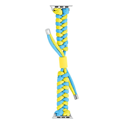 For Apple Watch Ultra 2 49mm Paracord Fishtail Braided Silicone Bead Watch Band(Light Blue Yellow) - Watch Bands by buy2fix | Online Shopping UK | buy2fix