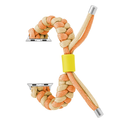 For Apple Watch Ultra 49mm Paracord Fishtail Braided Silicone Bead Watch Band(Orange Yellow) - Watch Bands by buy2fix | Online Shopping UK | buy2fix