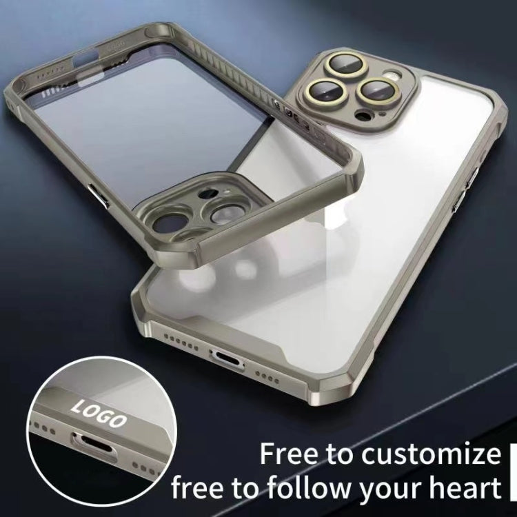 For iPhone 16 Shockproof Acrylic Phone Case with Lens Glass Film(Grey) - iPhone 16 Cases by buy2fix | Online Shopping UK | buy2fix