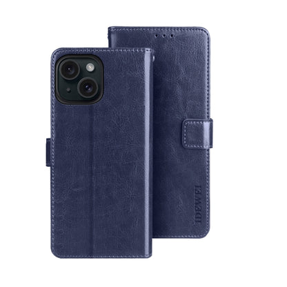 For iPhone 15 Pro Max idewei Crazy Horse Texture Leather Phone Case with Holder(Blue) - iPhone 15 Pro Max Cases by idewei | Online Shopping UK | buy2fix