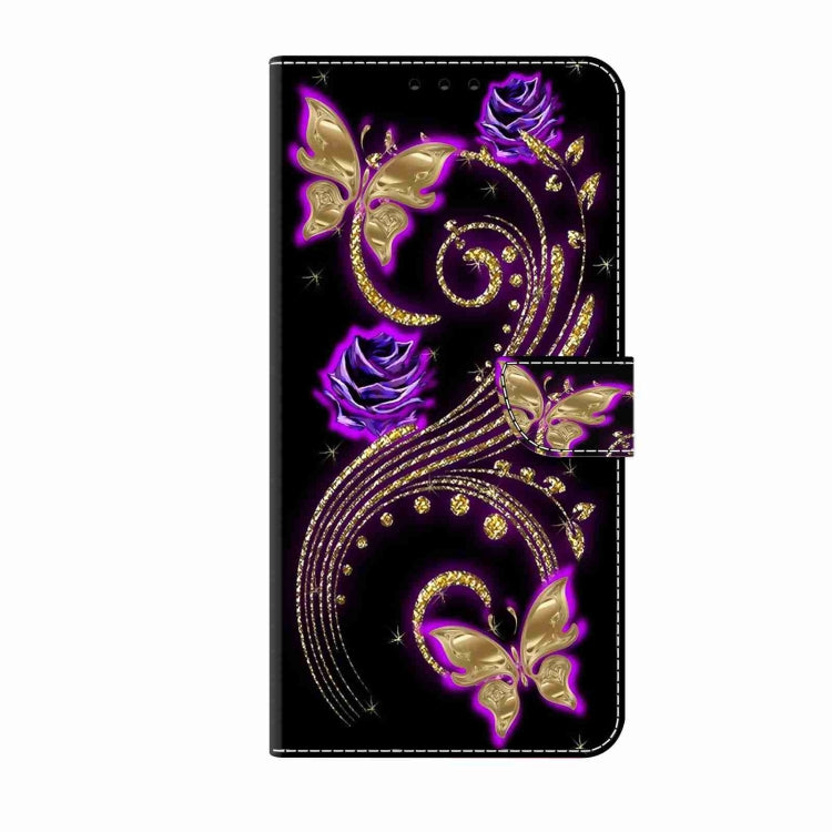 For Samsung Galaxy S24+ 5G Crystal 3D Shockproof Protective Leather Phone Case(Purple Flower Butterfly) - Galaxy S24+ 5G Cases by buy2fix | Online Shopping UK | buy2fix