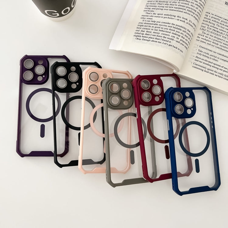 For iPhone 14 Colorful Two-Color Lens Film MagSafe Magnetic Horn Acrylic+TPU Case(Black) - iPhone 14 Cases by buy2fix | Online Shopping UK | buy2fix