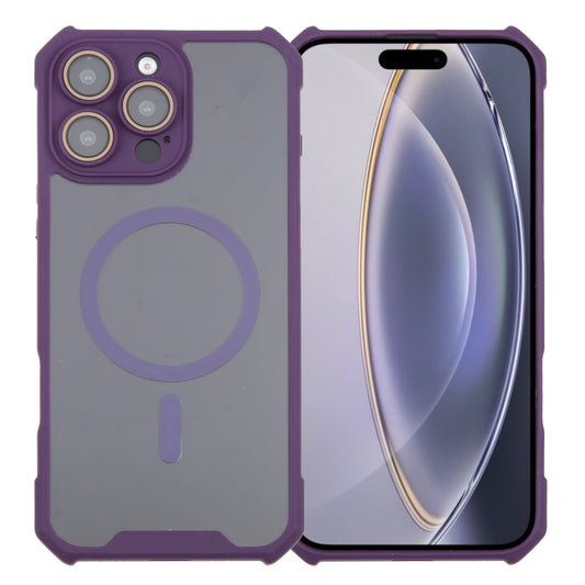 For iPhone 16 Pro Colorful Two-Color Lens Film MagSafe Magnetic Horn Acrylic+TPU Case(Purple) - iPhone 16 Pro Cases by buy2fix | Online Shopping UK | buy2fix