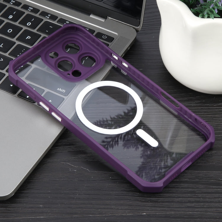 For iPhone 16 Pro Colorful Two-Color Lens Film MagSafe Magnetic Horn Acrylic+TPU Case(Purple) - iPhone 16 Pro Cases by buy2fix | Online Shopping UK | buy2fix