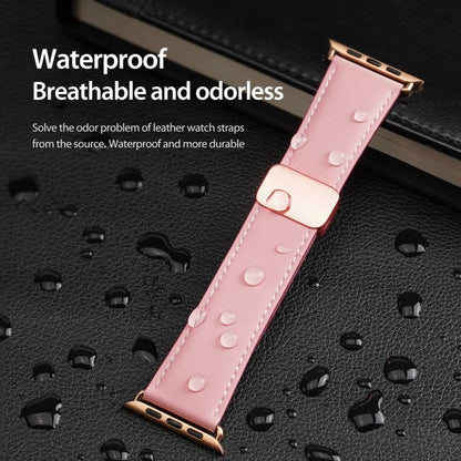 For Apple Watch Series 9 41mm DUX DUCIS YA Series Magnetic Buckle Genuine Leather Watch Band(Pink) - Watch Bands by DUX DUCIS | Online Shopping UK | buy2fix