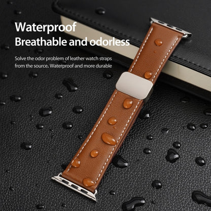 For Apple Watch Ultra 49mm DUX DUCIS YA Series Magnetic Buckle Genuine Leather Watch Band(Brown) - Watch Bands by DUX DUCIS | Online Shopping UK | buy2fix