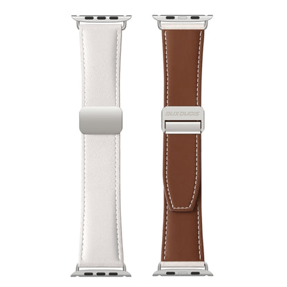 For Apple Watch SE 2022 44mm DUX DUCIS YA Series Magnetic Buckle Genuine Leather Watch Band(White) - Watch Bands by DUX DUCIS | Online Shopping UK | buy2fix