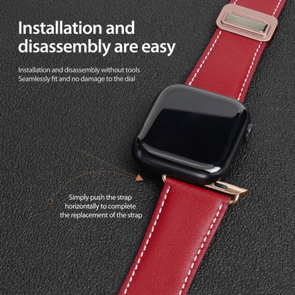 For Apple Watch Series 6 44mm DUX DUCIS YA Series Magnetic Buckle Genuine Leather Watch Band(Red) - Watch Bands by DUX DUCIS | Online Shopping UK | buy2fix