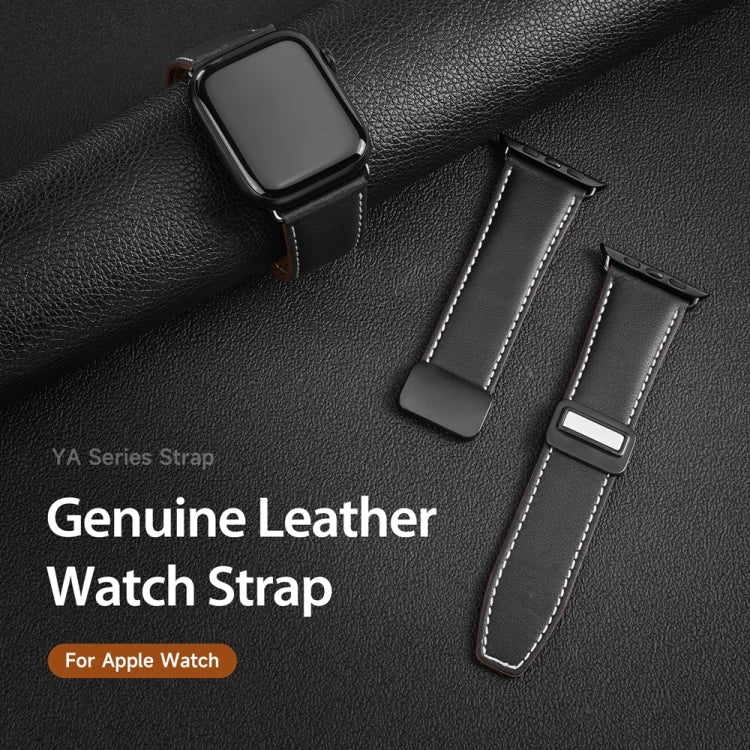 For Apple Watch Series 4 40mm DUX DUCIS YA Series Magnetic Buckle Genuine Leather Watch Band(Black) - Watch Bands by DUX DUCIS | Online Shopping UK | buy2fix