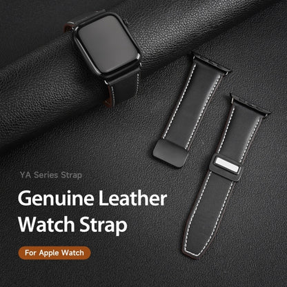 For Apple Watch Series 4 40mm DUX DUCIS YA Series Magnetic Buckle Genuine Leather Watch Band(Black) - Watch Bands by DUX DUCIS | Online Shopping UK | buy2fix