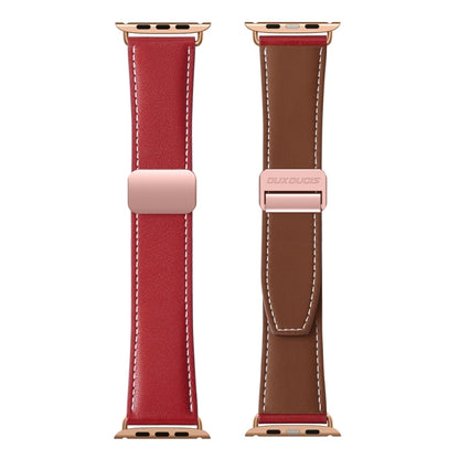 For Apple Watch Series 3 38mm DUX DUCIS YA Series Magnetic Buckle Genuine Leather Watch Band(Red) - Watch Bands by DUX DUCIS | Online Shopping UK | buy2fix