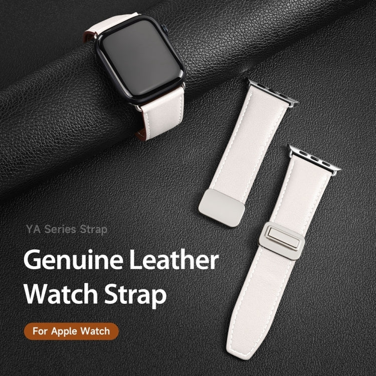 For Apple Watch 42mm DUX DUCIS YA Series Magnetic Buckle Genuine Leather Watch Band(White) - Watch Bands by DUX DUCIS | Online Shopping UK | buy2fix