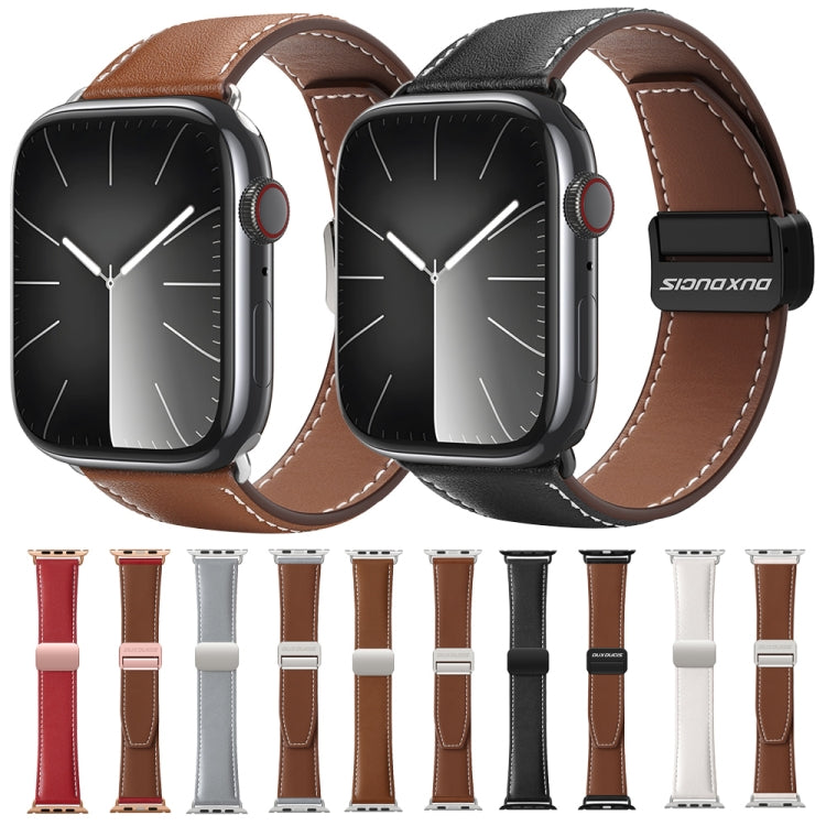 For Apple Watch Series 3 38mm DUX DUCIS YA Series Magnetic Buckle Genuine Leather Watch Band(Brown) - Watch Bands by DUX DUCIS | Online Shopping UK | buy2fix