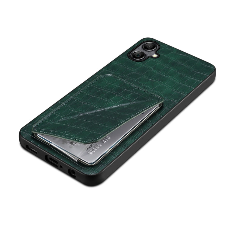 For Samsung Galaxy A05s Denior Imitation Crocodile Leather Back Phone Case with Holder(Green) - Galaxy Phone Cases by Denior | Online Shopping UK | buy2fix