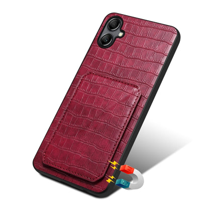 For Samsung Galaxy A05s Denior Imitation Crocodile Leather Back Phone Case with Holder(Rose Red) - Galaxy Phone Cases by Denior | Online Shopping UK | buy2fix