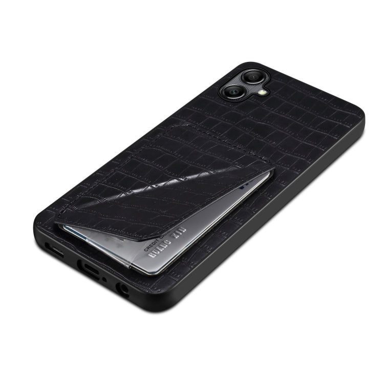 For Samsung Galaxy A13 5G Denior Imitation Crocodile Leather Back Phone Case with Holder(Black) - Galaxy Phone Cases by Denior | Online Shopping UK | buy2fix