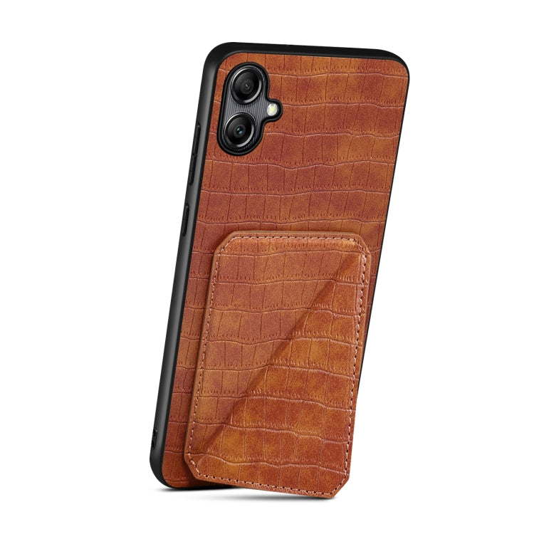 For Samsung Galaxy A13 5G Denior Imitation Crocodile Leather Back Phone Case with Holder(Brown) - Galaxy Phone Cases by Denior | Online Shopping UK | buy2fix