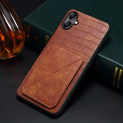 For Samsung Galaxy A14 4G/5G Denior Imitation Crocodile Leather Back Phone Case with Holder(Brown) - Galaxy Phone Cases by Denior | Online Shopping UK | buy2fix