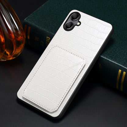 For Samsung Galaxy A22 5G Denior Imitation Crocodile Leather Back Phone Case with Holder(White) - Galaxy Phone Cases by Denior | Online Shopping UK | buy2fix