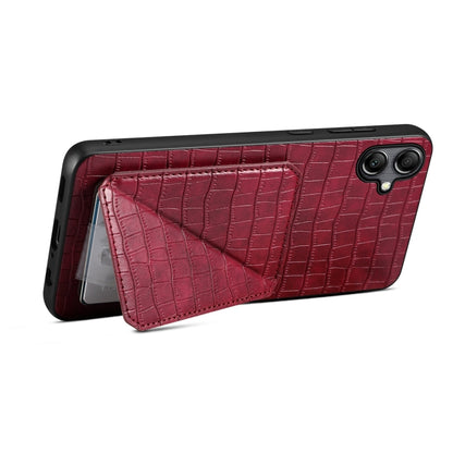 For Samsung Galaxy S23+ 5G Denior Imitation Crocodile Leather Back Phone Case with Holder(Rose Red) - Galaxy S23+ 5G Cases by Denior | Online Shopping UK | buy2fix