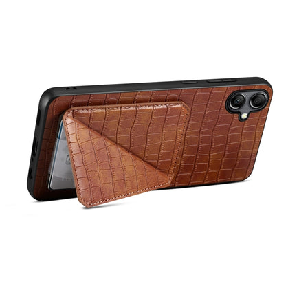 For Samsung Galaxy S24 Ultra 5G Denior Imitation Crocodile Leather Back Phone Case with Holder(Brown) - Galaxy S24 Ultra 5G Cases by Denior | Online Shopping UK | buy2fix