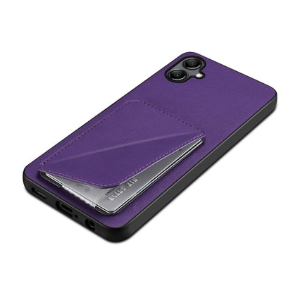 For Samsung Galaxy A22 5G Denior Imitation Calf Leather Back Phone Case with Holder(Purple) - Galaxy Phone Cases by Denior | Online Shopping UK | buy2fix