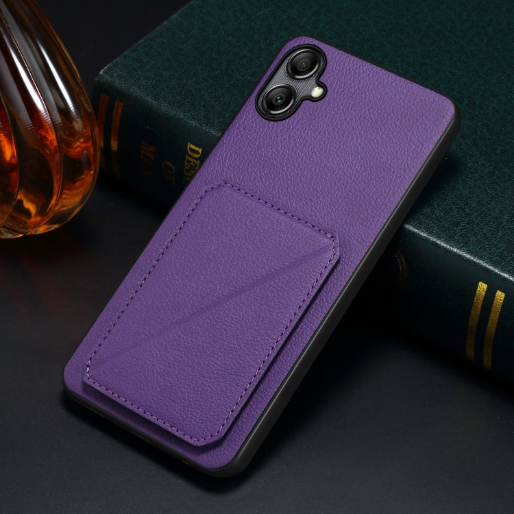 For Samsung Galaxy A33 Denior Imitation Calf Leather Back Phone Case with Holder(Purple) - Galaxy Phone Cases by Denior | Online Shopping UK | buy2fix