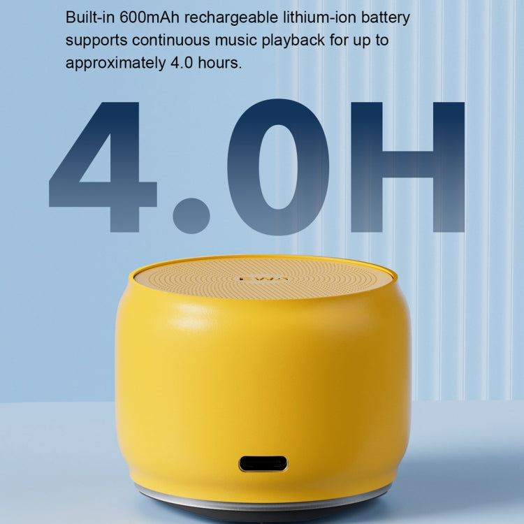 EWA A126 Mini Bluetooth 5.0 Bass Radiator Metal Speaker(Yellow) - Mini Speaker by EWA | Online Shopping UK | buy2fix