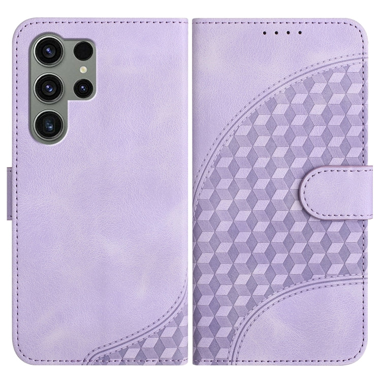 For Samsung Galaxy S23 Ultra 5G YX0060 Elephant Head Embossed Phone Leather Case with Lanyard(Light Purple) - Galaxy S23 Ultra 5G Cases by buy2fix | Online Shopping UK | buy2fix