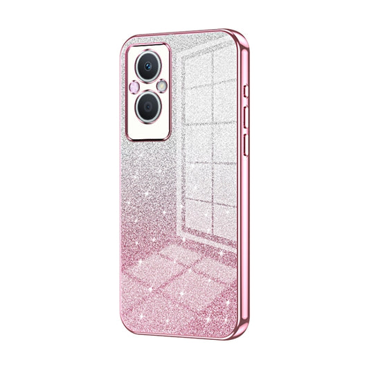 For OPPO Reno7 Z 5G / F21 Pro 5G Gradient Glitter Powder Electroplated Phone Case(Pink) - OPPO Cases by buy2fix | Online Shopping UK | buy2fix