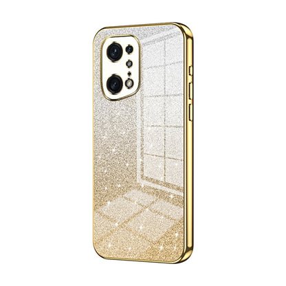 For OPPO Find X5 Pro Gradient Glitter Powder Electroplated Phone Case(Gold) - OPPO Cases by buy2fix | Online Shopping UK | buy2fix