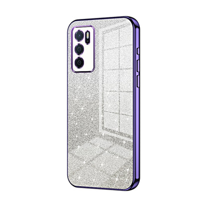 For OPPO A16 / A16s / A54s Gradient Glitter Powder Electroplated Phone Case(Purple) - OPPO Cases by buy2fix | Online Shopping UK | buy2fix