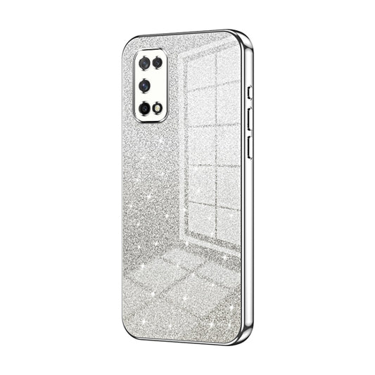 For OPPO K7x / Realme V5 5G Gradient Glitter Powder Electroplated Phone Case(Silver) - OPPO Cases by buy2fix | Online Shopping UK | buy2fix