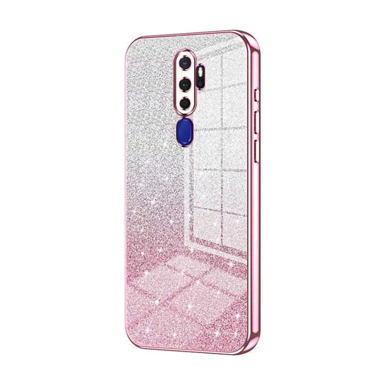 For OPPO A11x / A9 2020 Gradient Glitter Powder Electroplated Phone Case(Pink) - OPPO Cases by buy2fix | Online Shopping UK | buy2fix